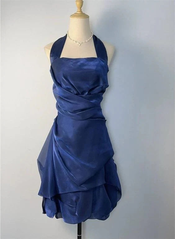 Luolandi Elegant Halter Short Prom Dress Charming Homecoming Dress Chic Graduation Dress Simple Birthday Party Dress